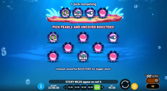 Manta Mayhem – boosterek kiválasztása a Free Spins előtt