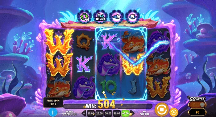 Manta Mayhem – nyeremény a Free Spins játékban Sticky Wildokkal